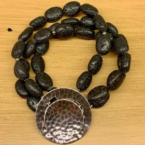 Silpada Black Lava Bead & Sterling Silver Bracelet